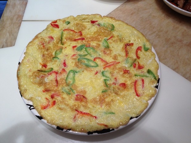 青红椒香煎鸡蛋披萨