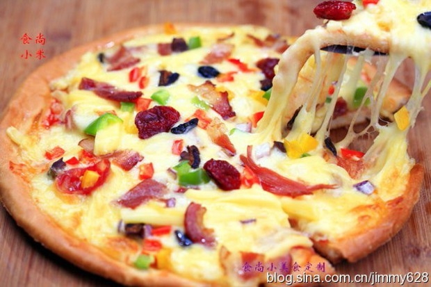 培根烤蘑菇披萨