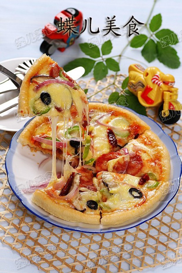 培根烤蘑菇披萨