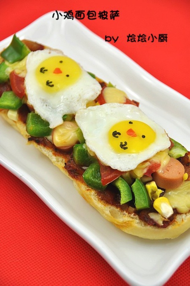 小鸡面包披萨