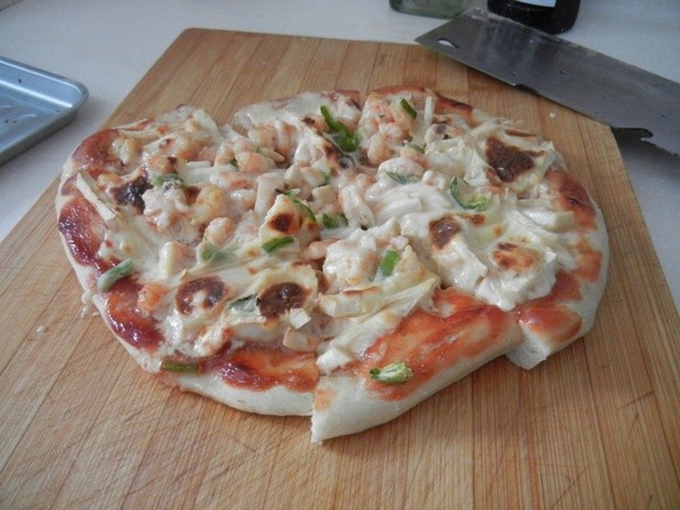 虾仁杏鲍菇披萨