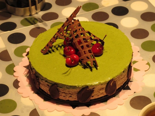 绿茶慕斯红豆芝士蛋糕