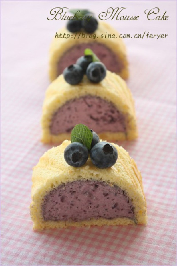 蓝莓慕斯蛋糕卷