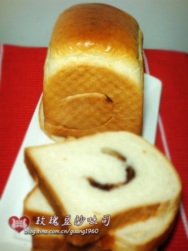 玫瑰豆沙吐司