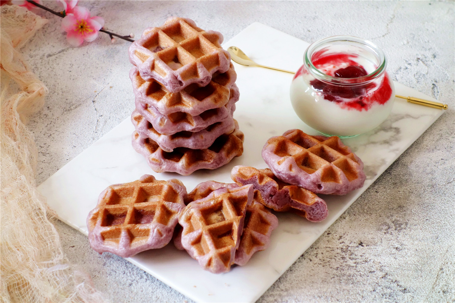 紫薯香芋华夫饼